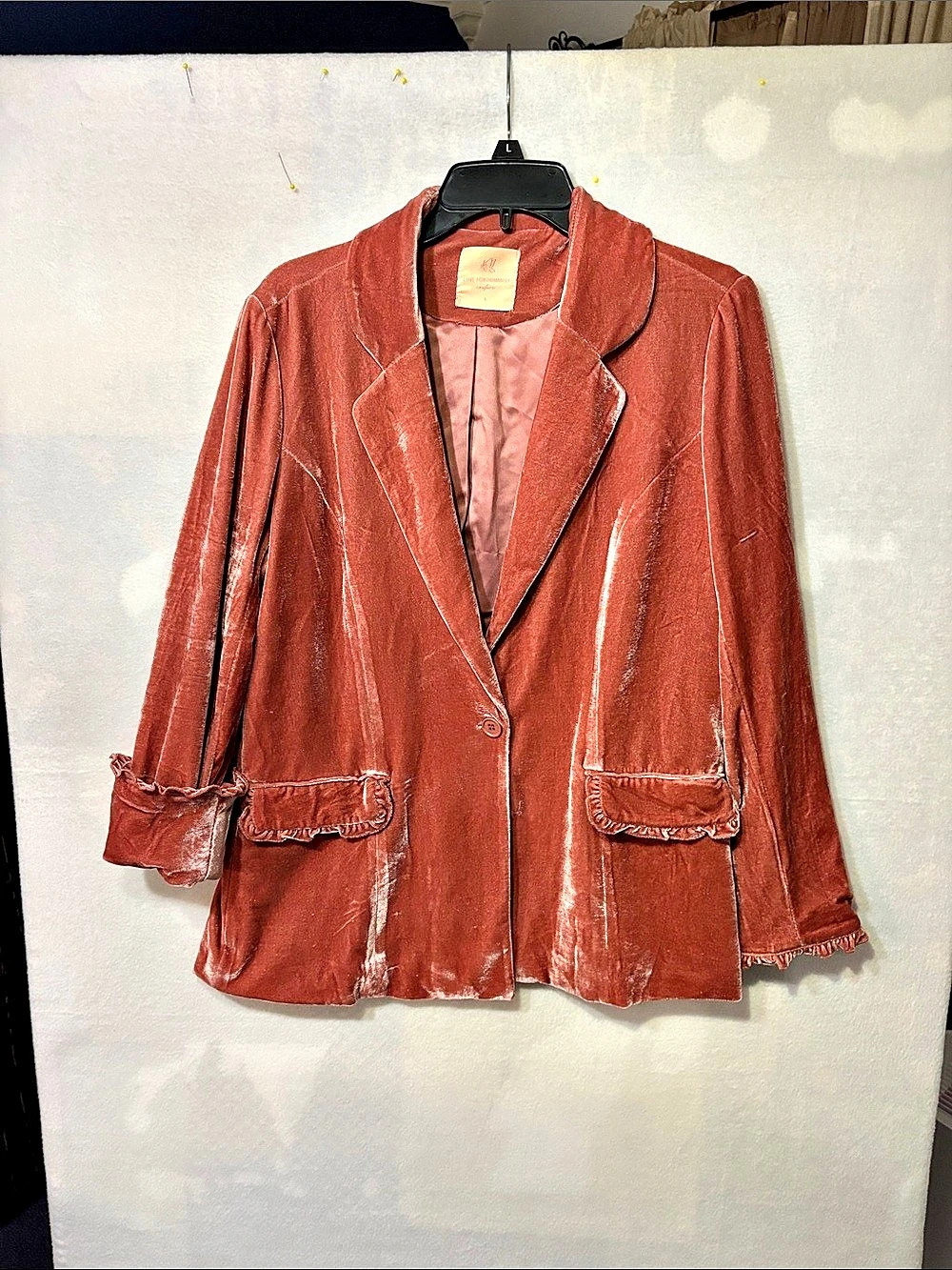 Love for Humanity Velvet Blazer in Dark Coral Size Large NWOT